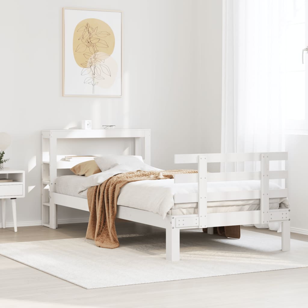 Bedframe met hoofdeinde zonder matras 90x190 cm wit is nu te koop bij PeponiXL, paradijselijk wonen!