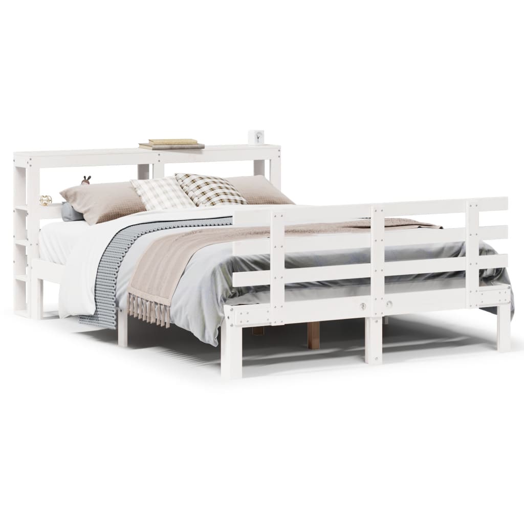 Bedframe met hoofdbord massief grenenhout wit 120x190 cm is nu te koop bij PeponiXL, paradijselijk wonen!