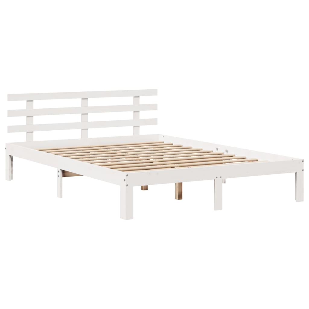 Bedframe met hoofdeinde zonder matras 140x190 cm wit is nu te koop bij PeponiXL, paradijselijk wonen!