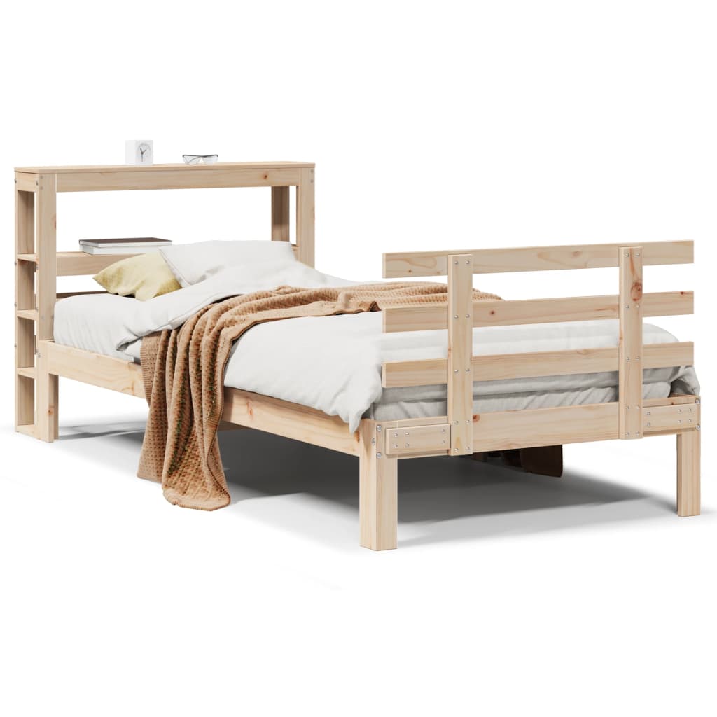 Bedframe met hoofdbord massief grenenhout 90x200 cm is nu te koop bij PeponiXL, paradijselijk wonen!