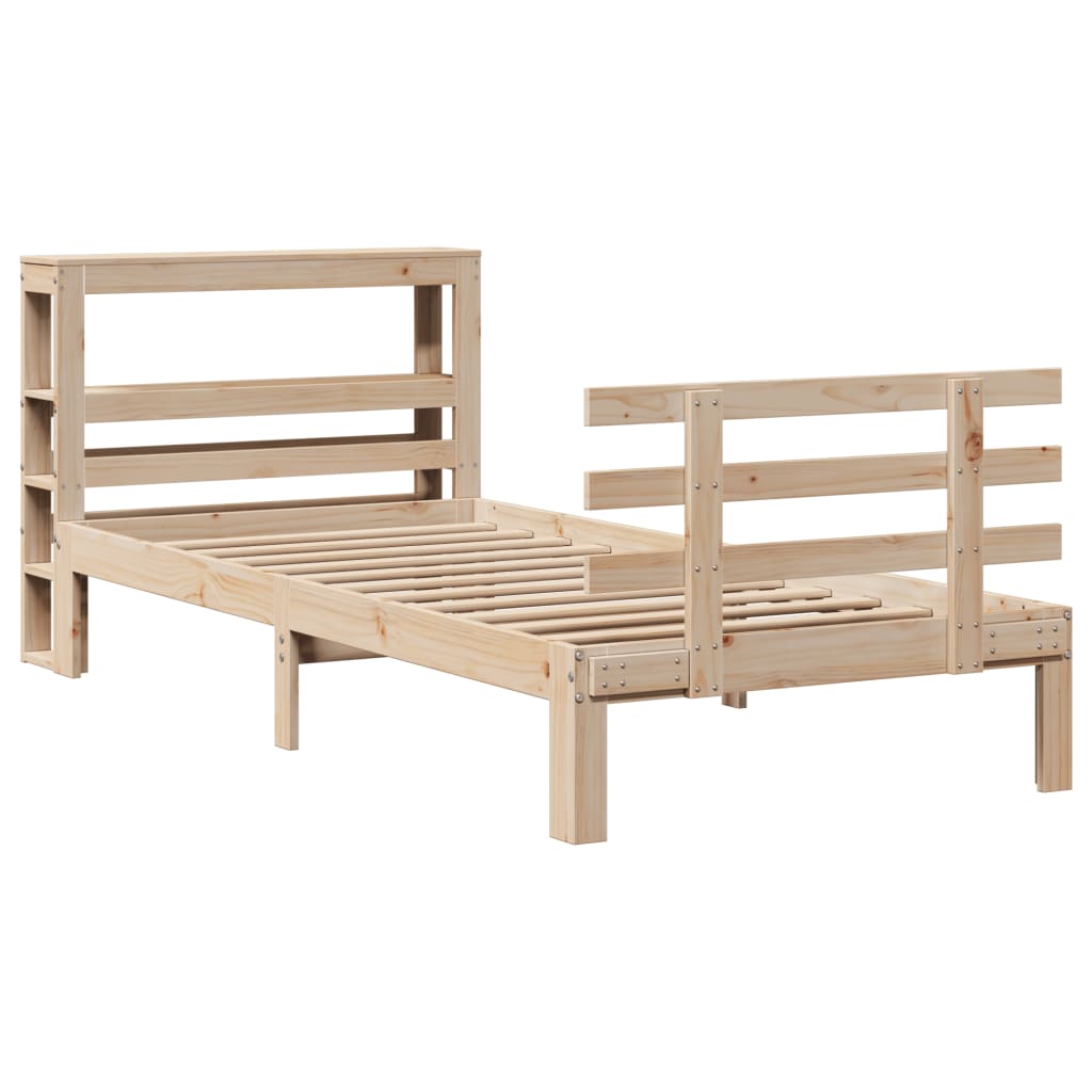 Bedframe met hoofdbord massief grenenhout 90x200 cm is nu te koop bij PeponiXL, paradijselijk wonen!