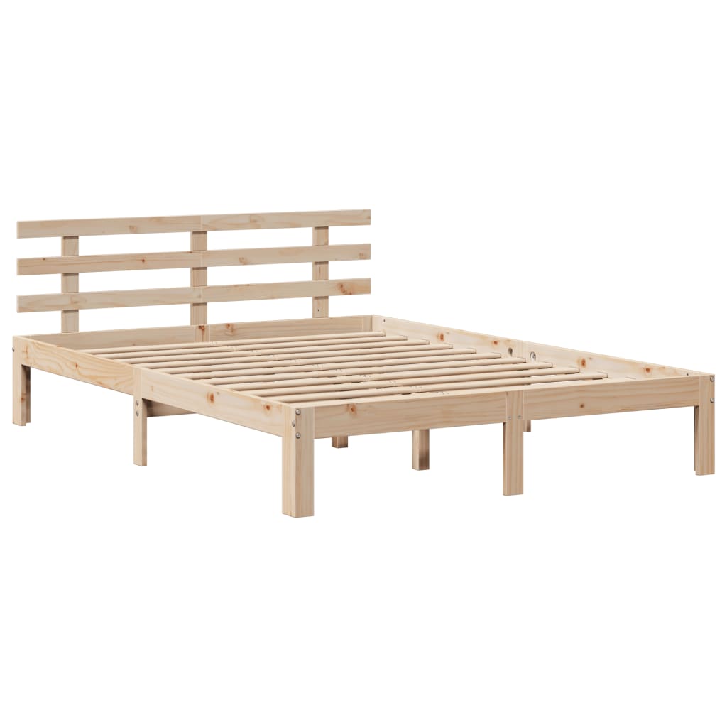 Bedframe met hoofdbord massief grenenhout 120x200 cm is nu te koop bij PeponiXL, paradijselijk wonen!