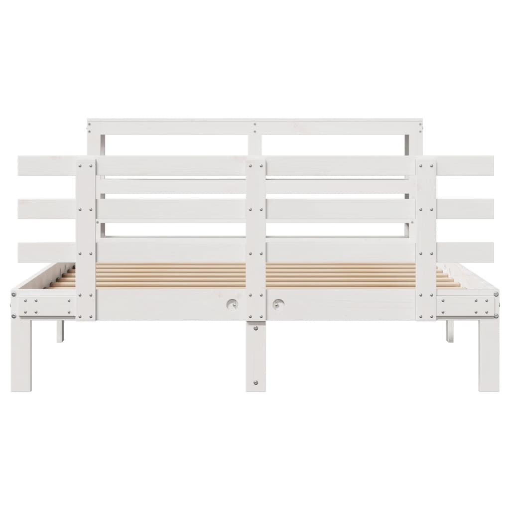 Bedframe met hoofdeinde zonder matras 120x200 cm wit is nu te koop bij PeponiXL, paradijselijk wonen!