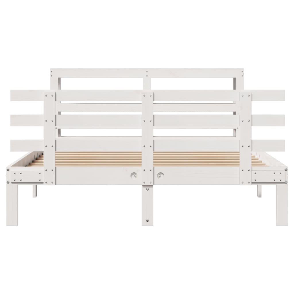 Bedframe met hoofdeinde zonder matras 140x200 cm wit is nu te koop bij PeponiXL, paradijselijk wonen!