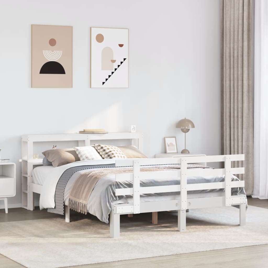 Bedframe met hoofdeinde zonder matras 140x200 cm wit is nu te koop bij PeponiXL, paradijselijk wonen!