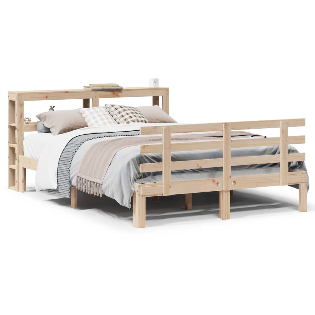 Bedframe met hoofdbord massief grenenhout 150x200 cm is nu te koop bij PeponiXL, paradijselijk wonen!
