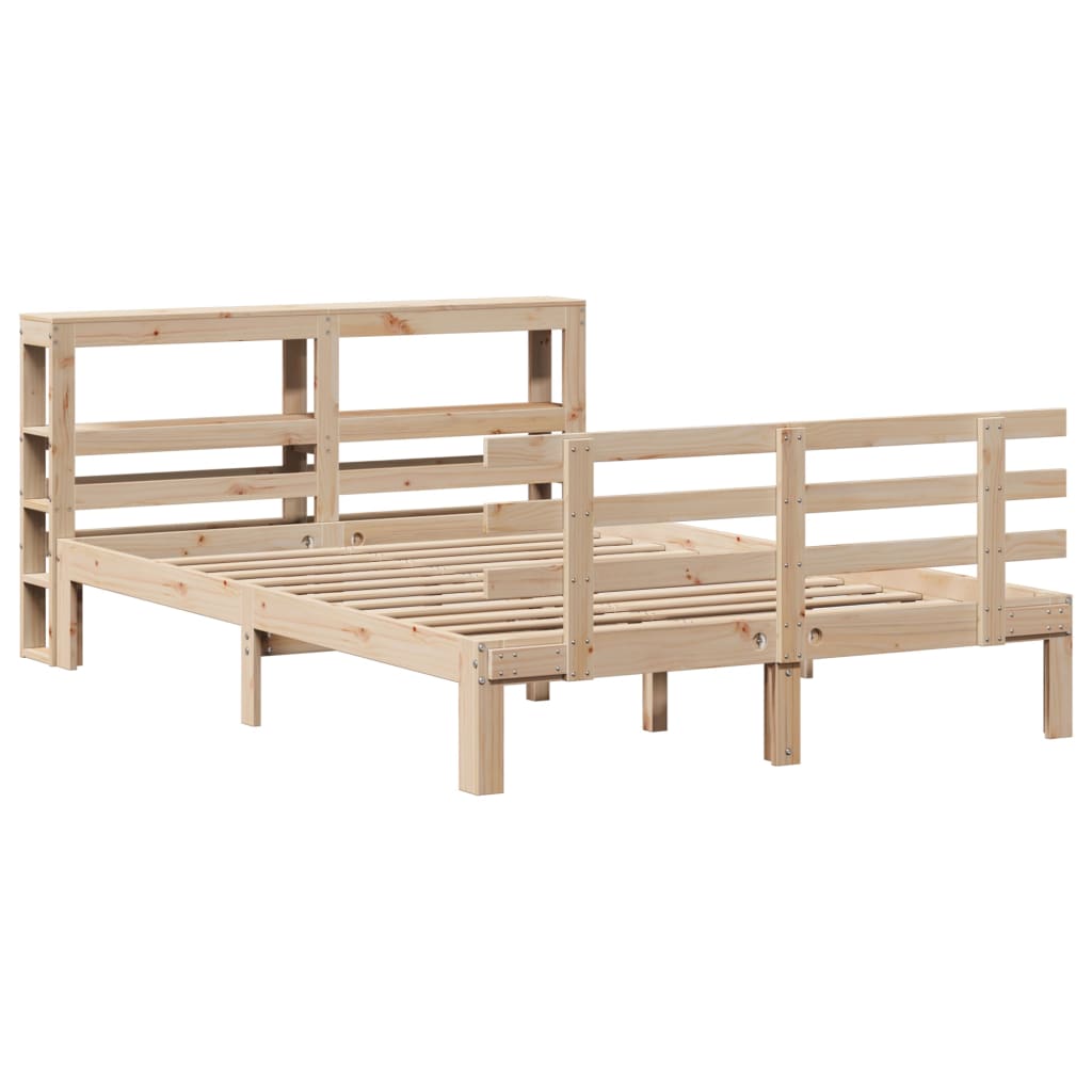 Bedframe met hoofdbord massief grenenhout 150x200 cm is nu te koop bij PeponiXL, paradijselijk wonen!