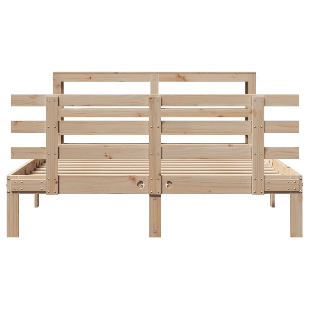 Bedframe met hoofdbord massief grenenhout 150x200 cm is nu te koop bij PeponiXL, paradijselijk wonen!