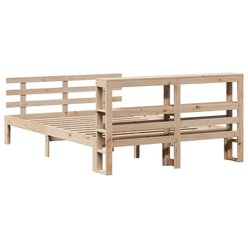 Bedframe met hoofdbord massief grenenhout 150x200 cm is nu te koop bij PeponiXL, paradijselijk wonen!