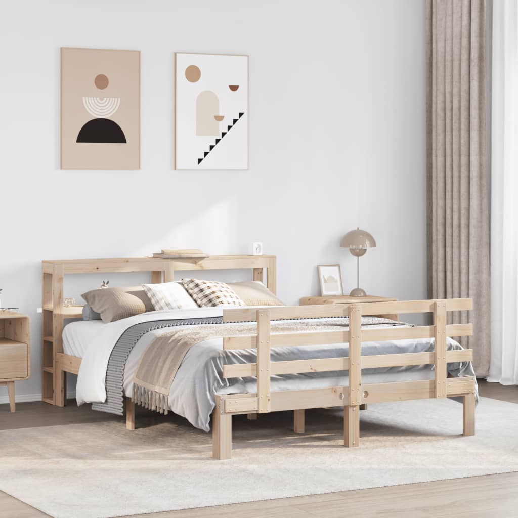Bedframe met hoofdbord massief grenenhout 150x200 cm is nu te koop bij PeponiXL, paradijselijk wonen!