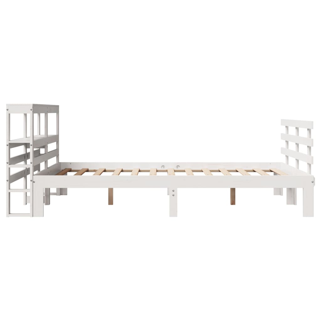 Bedframe met hoofdbord massief grenenhout wit 150x200 cm is nu te koop bij PeponiXL, paradijselijk wonen!