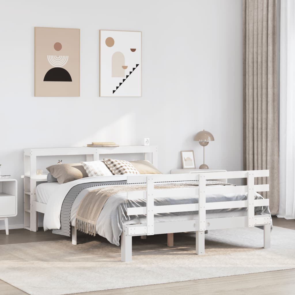 Bedframe met hoofdeinde zonder matras 160x200 cm wit is nu te koop bij PeponiXL, paradijselijk wonen!