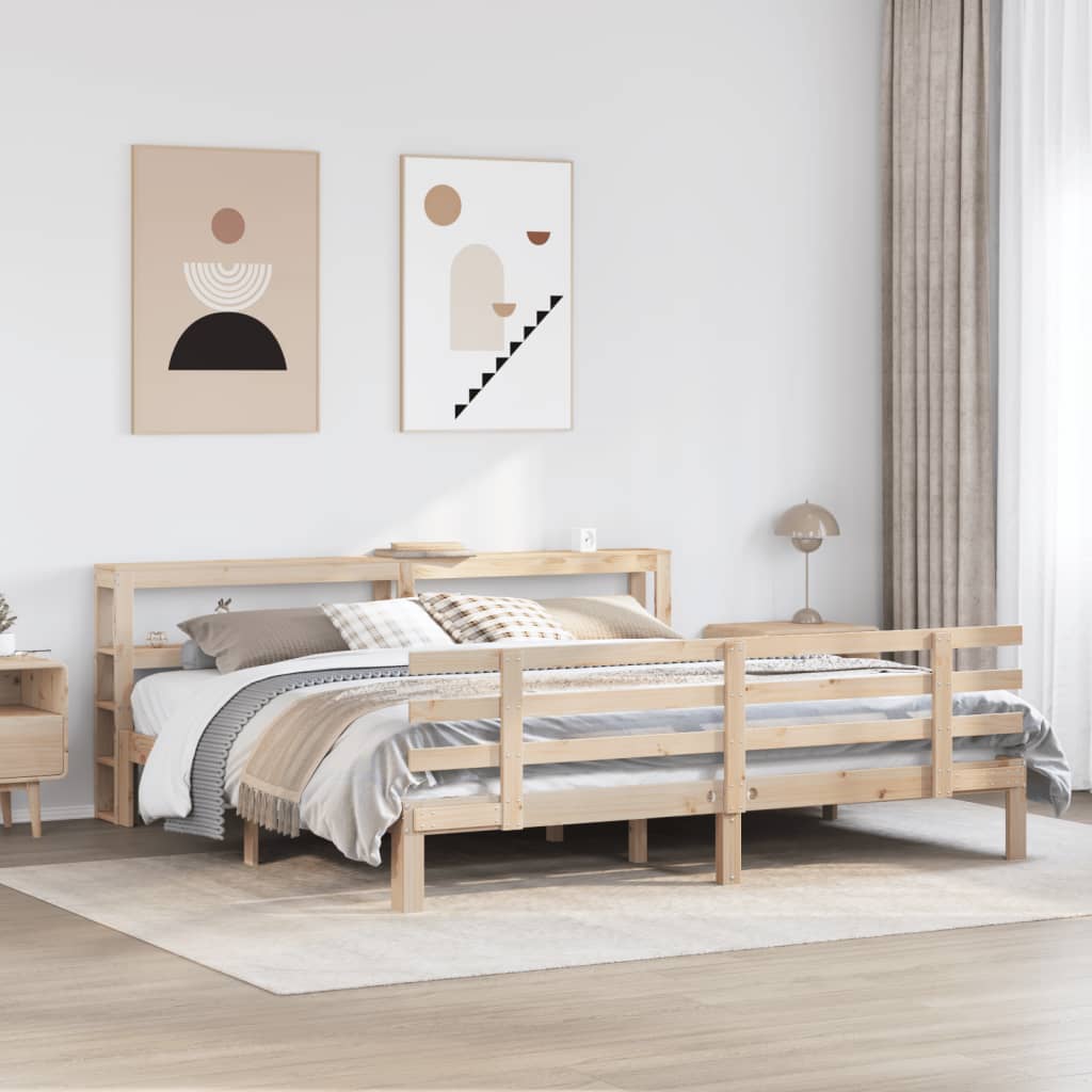 Bedframe met hoofdbord massief grenenhout 180x200 cm is nu te koop bij PeponiXL, paradijselijk wonen!