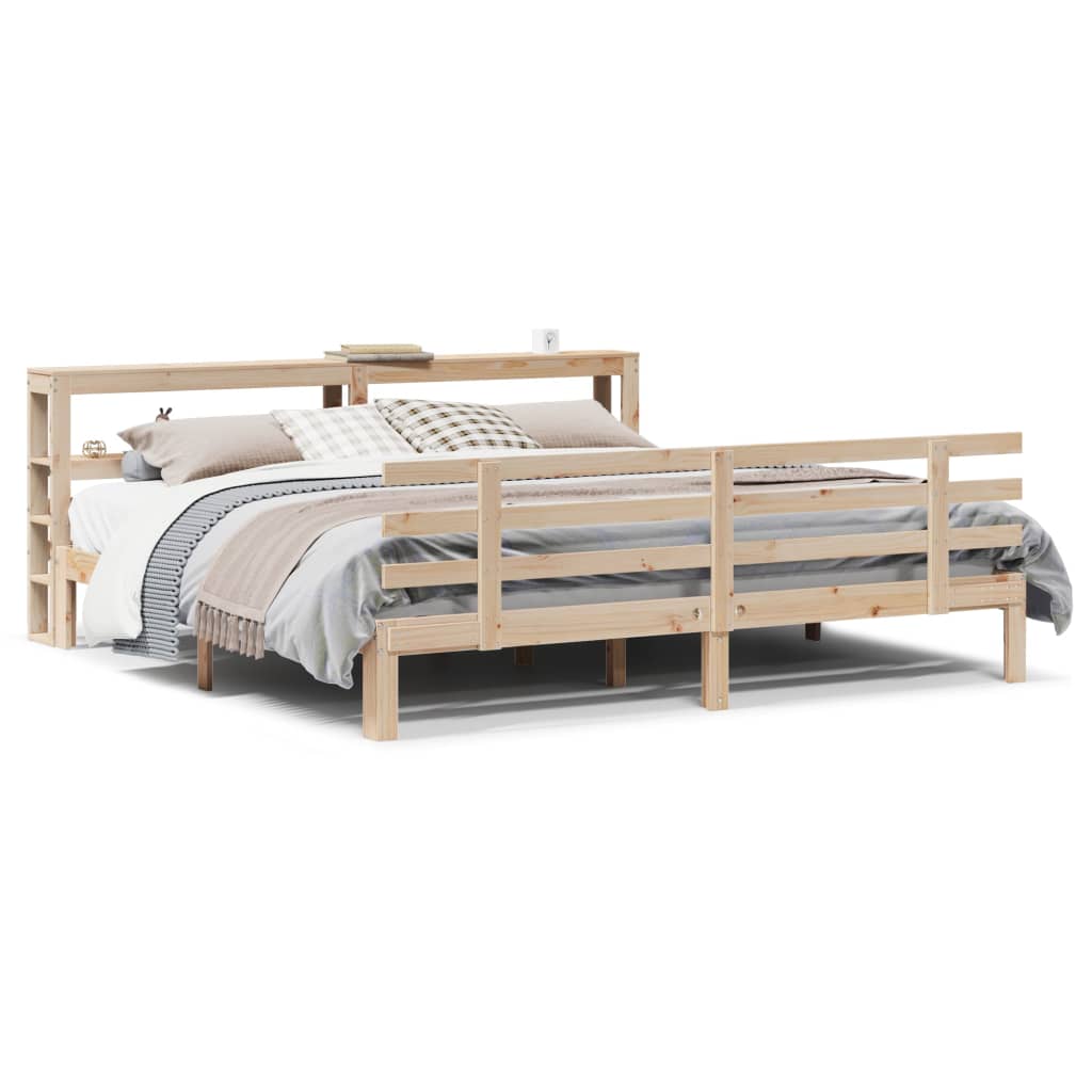Bedframe met hoofdbord massief grenenhout 200x200 cm is nu te koop bij PeponiXL, paradijselijk wonen!