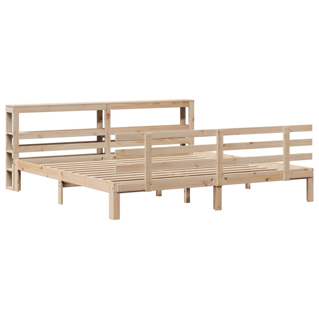 Bedframe met hoofdbord massief grenenhout 200x200 cm is nu te koop bij PeponiXL, paradijselijk wonen!
