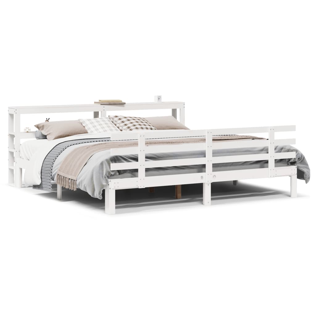 Bedframe met hoofdeinde zonder matras 200x200 cm wit is nu te koop bij PeponiXL, paradijselijk wonen!