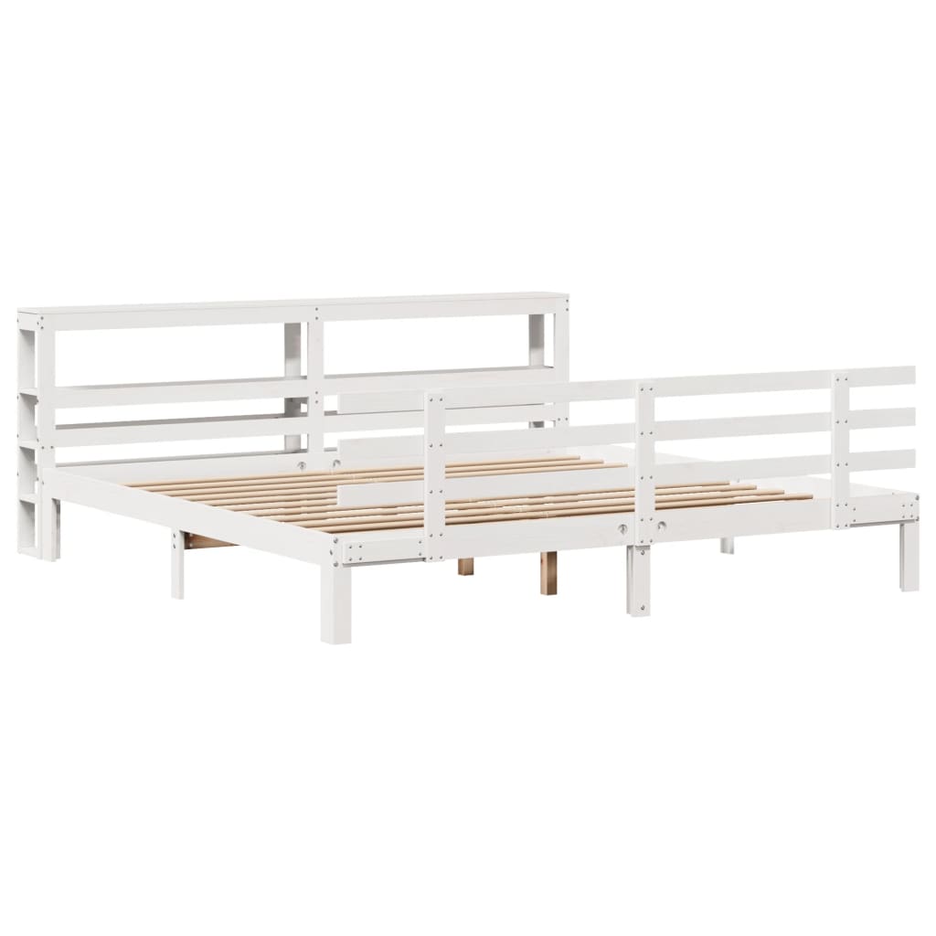 Bedframe met hoofdeinde zonder matras 200x200 cm wit is nu te koop bij PeponiXL, paradijselijk wonen!