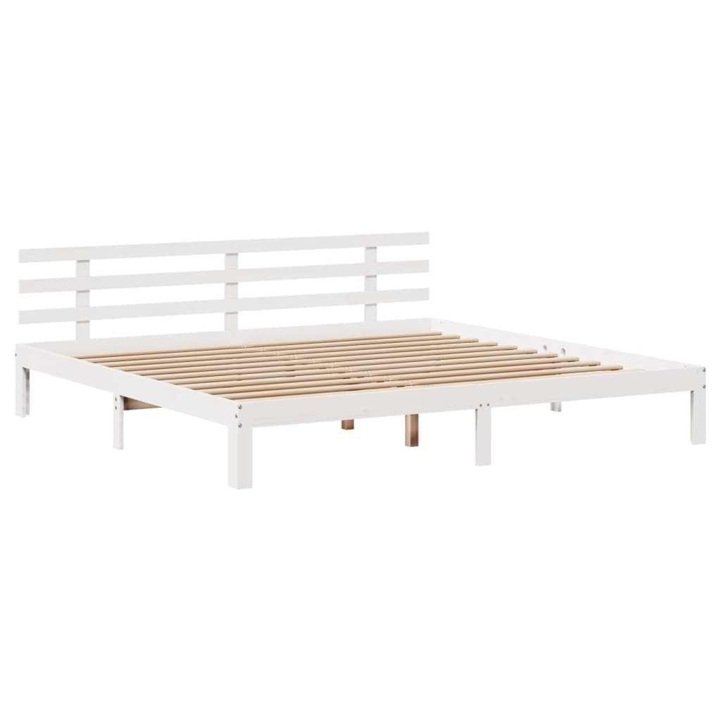Bedframe met hoofdeinde zonder matras 200x200 cm wit is nu te koop bij PeponiXL, paradijselijk wonen!