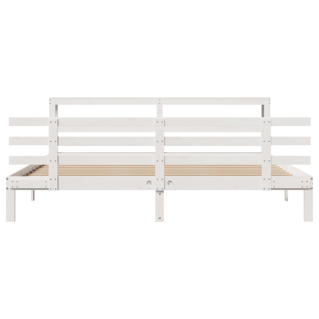 Bedframe met hoofdeinde zonder matras 200x200 cm wit is nu te koop bij PeponiXL, paradijselijk wonen!