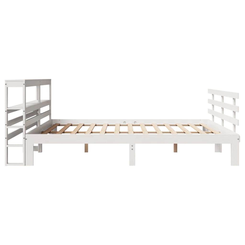 Bedframe met hoofdeinde zonder matras 200x200 cm wit is nu te koop bij PeponiXL, paradijselijk wonen!