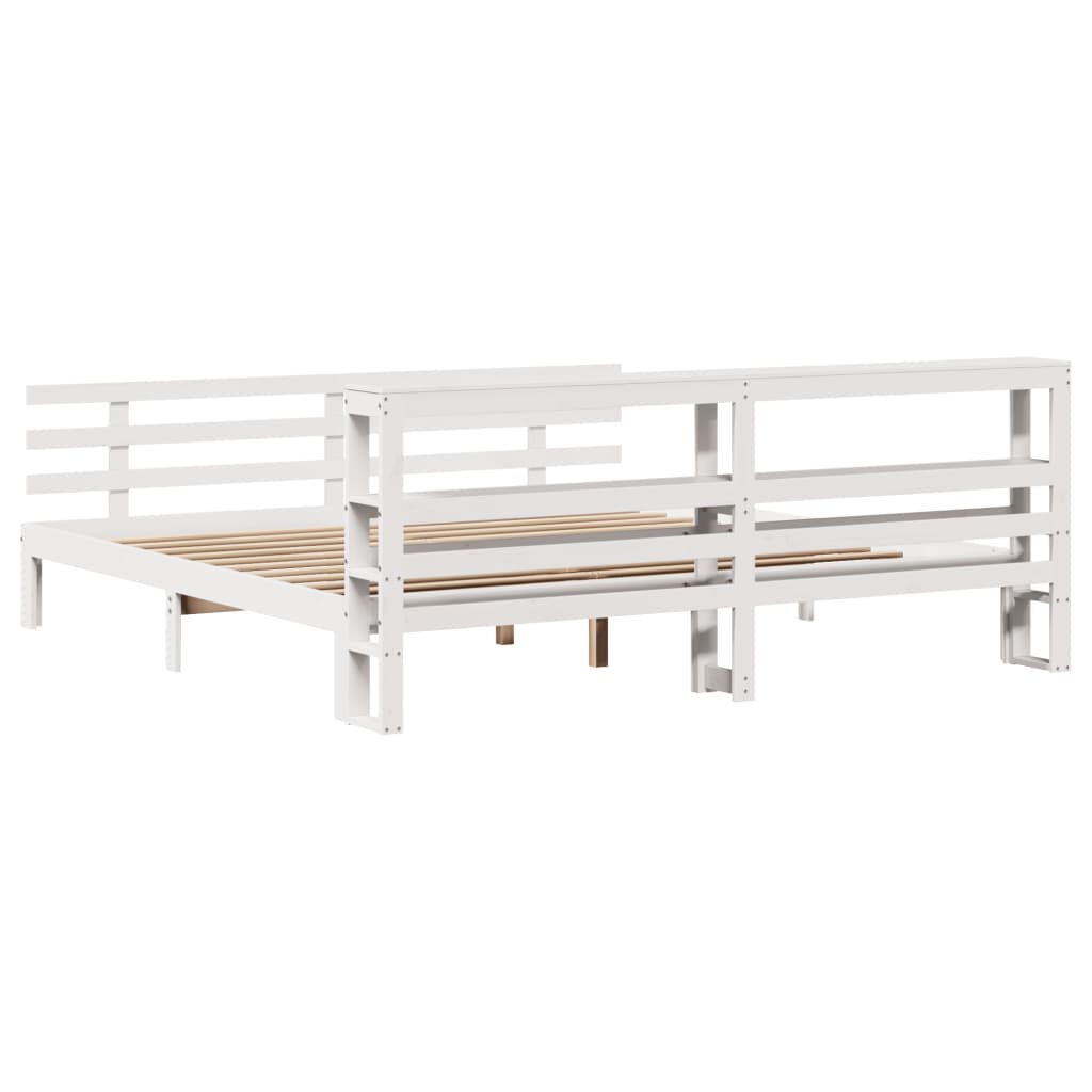 Bedframe met hoofdeinde zonder matras 200x200 cm wit is nu te koop bij PeponiXL, paradijselijk wonen!
