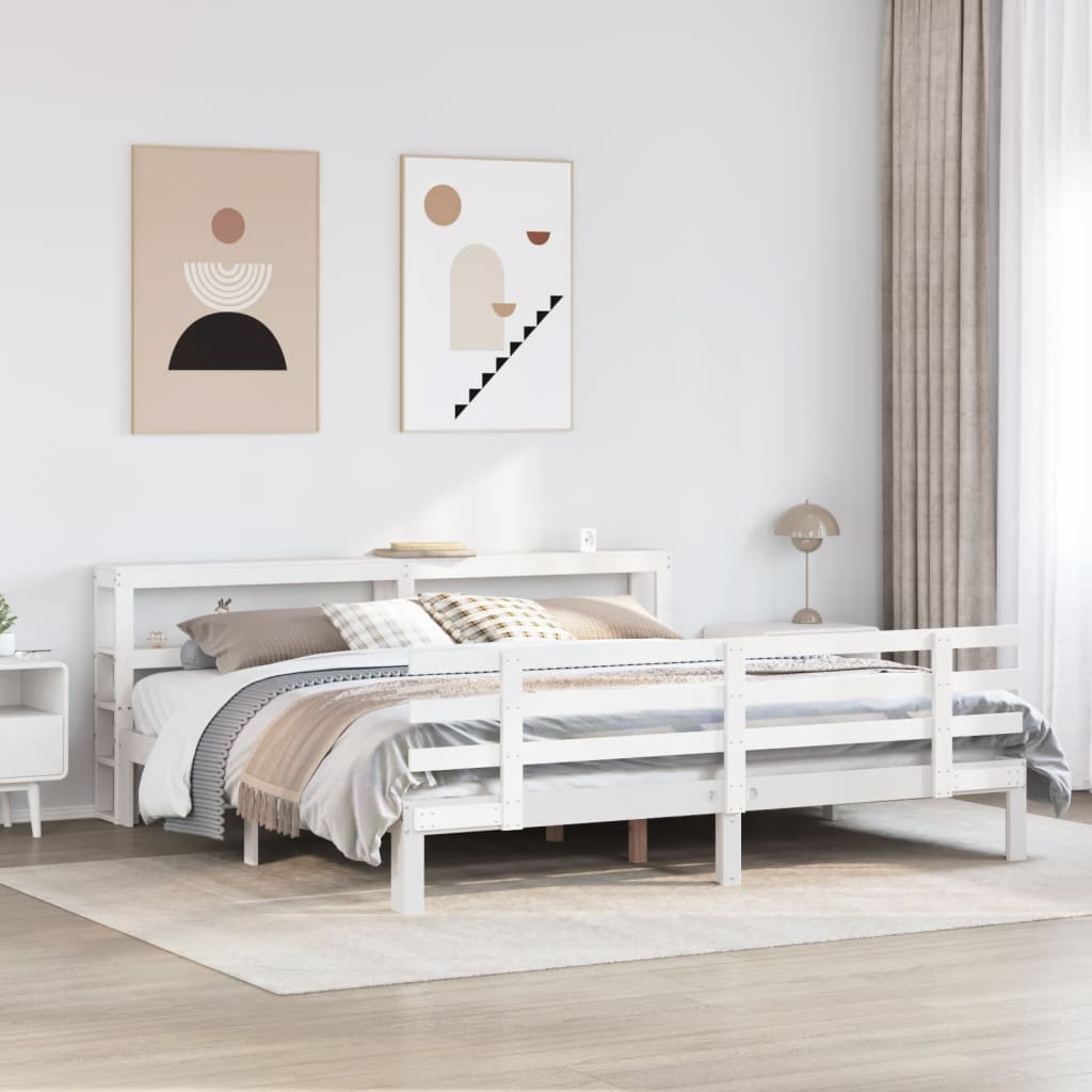 Bedframe met hoofdeinde zonder matras 200x200 cm wit is nu te koop bij PeponiXL, paradijselijk wonen!
