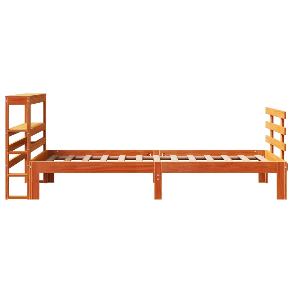 Bedframe met hoofdbord massief grenenhout wasbruin 100x200 cm is nu te koop bij PeponiXL, paradijselijk wonen!