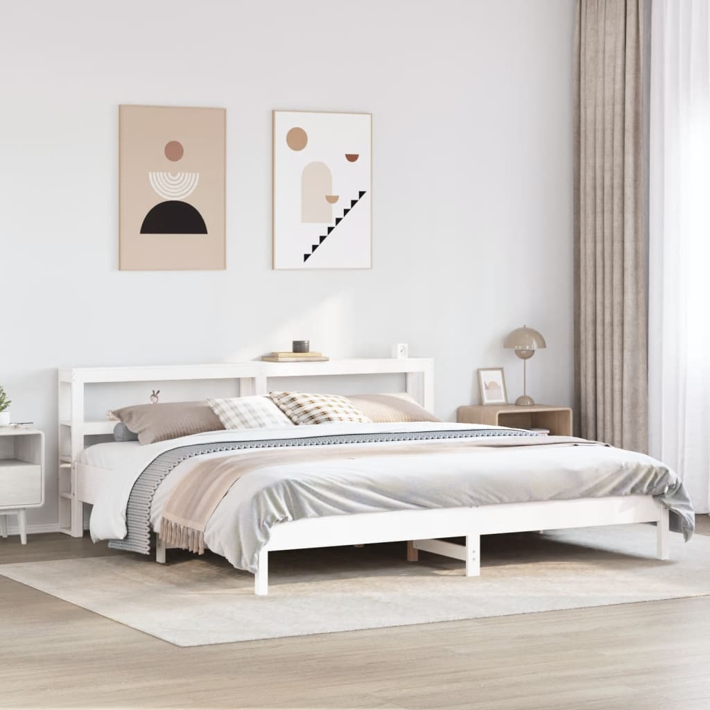 Bedframe zonder matras massief grenenhout wit 200x200 cm is nu te koop bij PeponiXL, paradijselijk wonen!