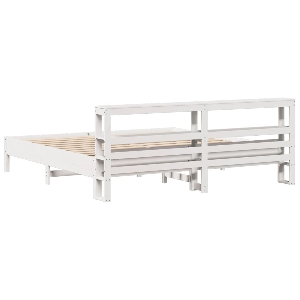 Bedframe zonder matras massief grenenhout wit 200x200 cm is nu te koop bij PeponiXL, paradijselijk wonen!