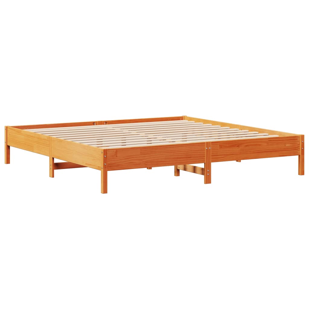 Bedframe zonder matras massief grenenhout wasbruin 200x200 cm is nu te koop bij PeponiXL, paradijselijk wonen!