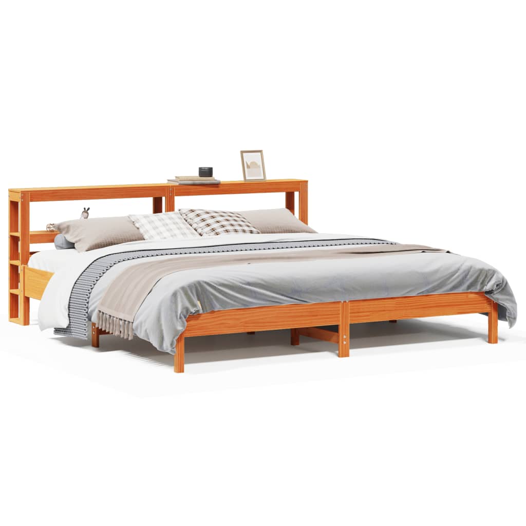 Bedframe zonder matras massief grenenhout wasbruin 200x200 cm is nu te koop bij PeponiXL, paradijselijk wonen!