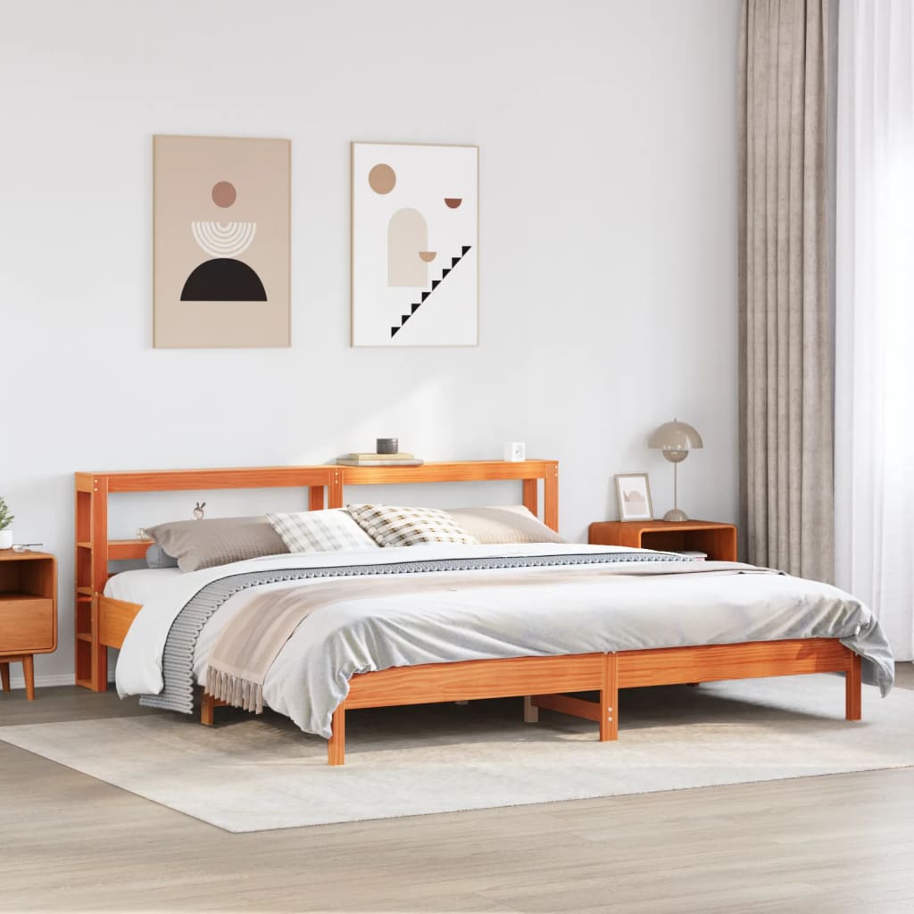 Bedframe zonder matras massief grenenhout wasbruin 180x200 cm is nu te koop bij PeponiXL, paradijselijk wonen!