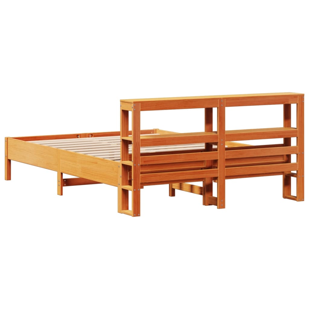Bedframe zonder matras massief grenenhout wasbruin 140x200 cm is nu te koop bij PeponiXL, paradijselijk wonen!