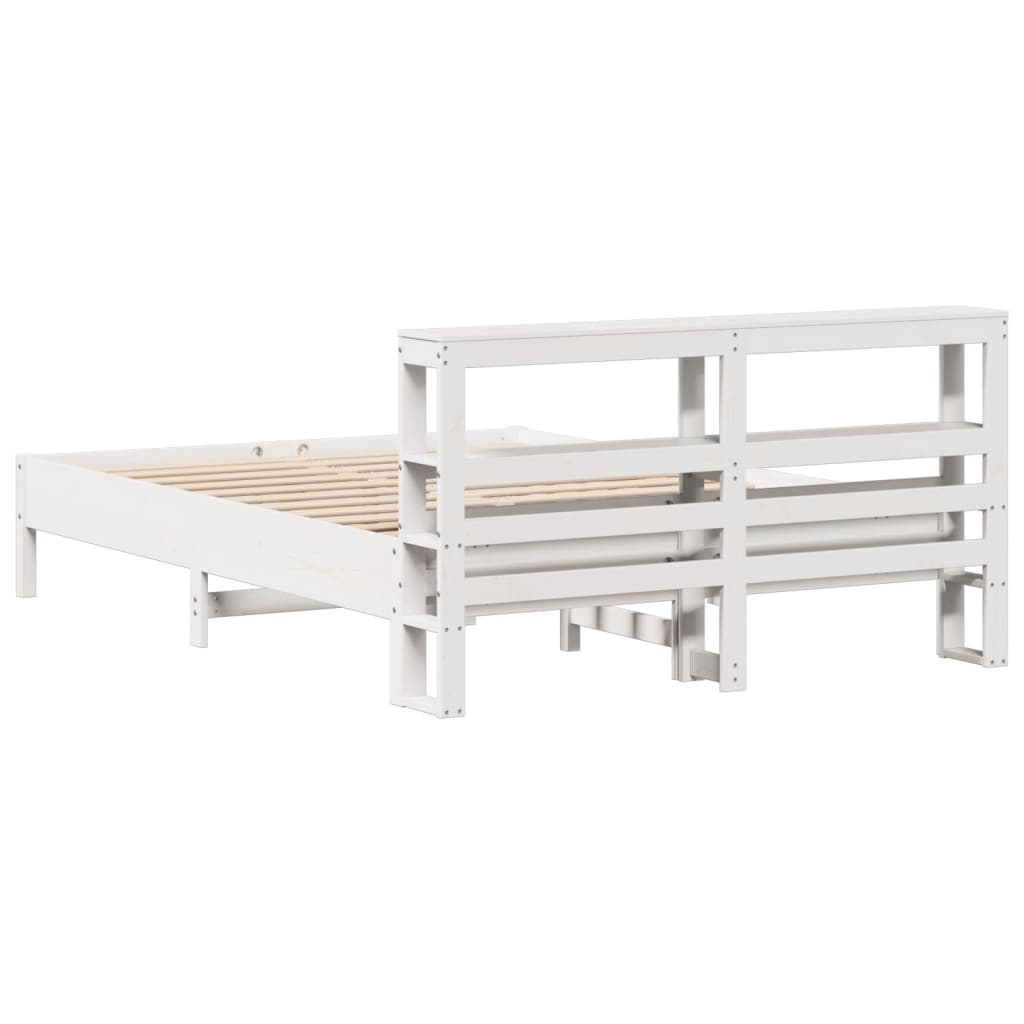 Bedframe zonder matras massief grenenhout wit 140x190 cm is nu te koop bij PeponiXL, paradijselijk wonen!