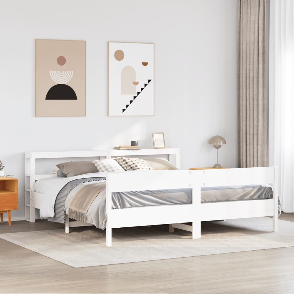 Bedframe zonder matras massief grenenhout wit 200x200 cm is nu te koop bij PeponiXL, paradijselijk wonen!