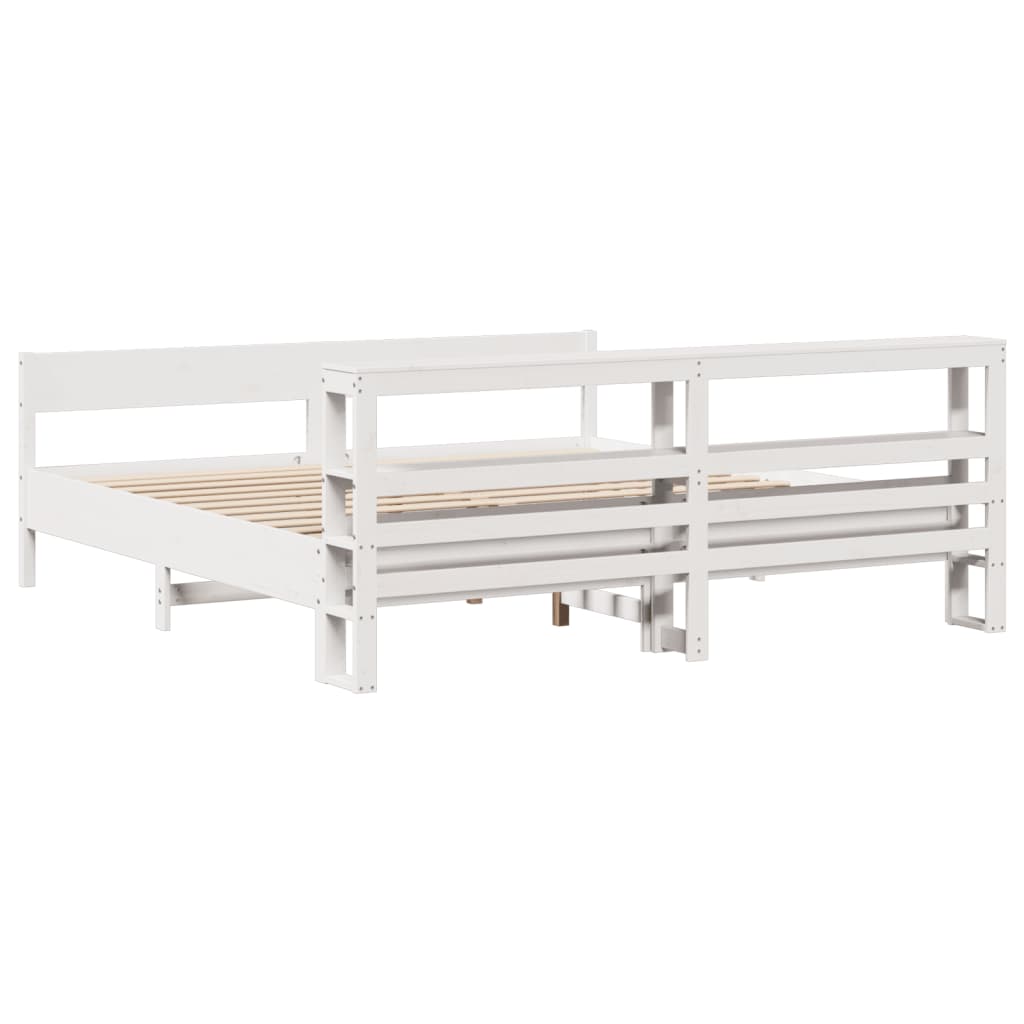 Bedframe zonder matras massief grenenhout wit 200x200 cm is nu te koop bij PeponiXL, paradijselijk wonen!