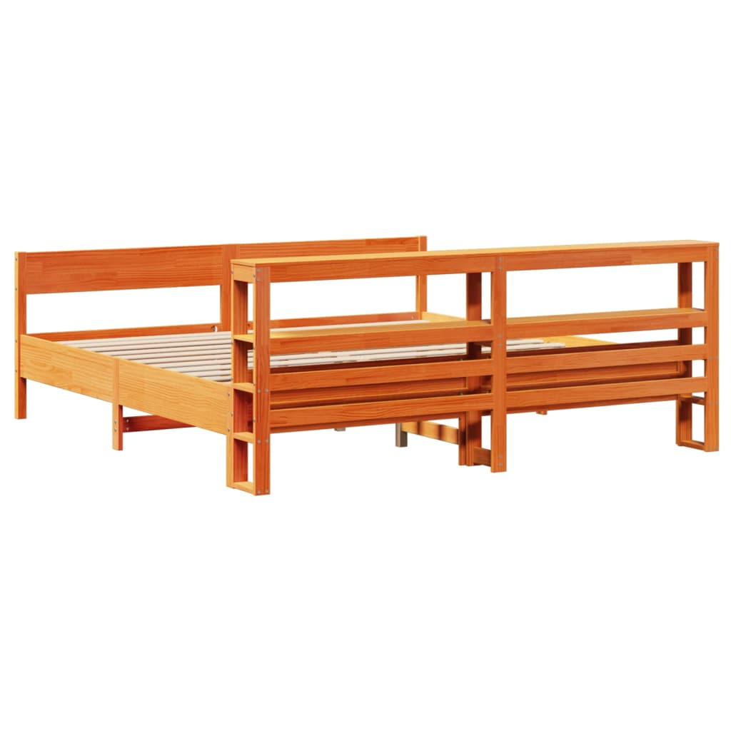 Bedframe zonder matras massief grenenhout wasbruin 200x200 cm is nu te koop bij PeponiXL, paradijselijk wonen!