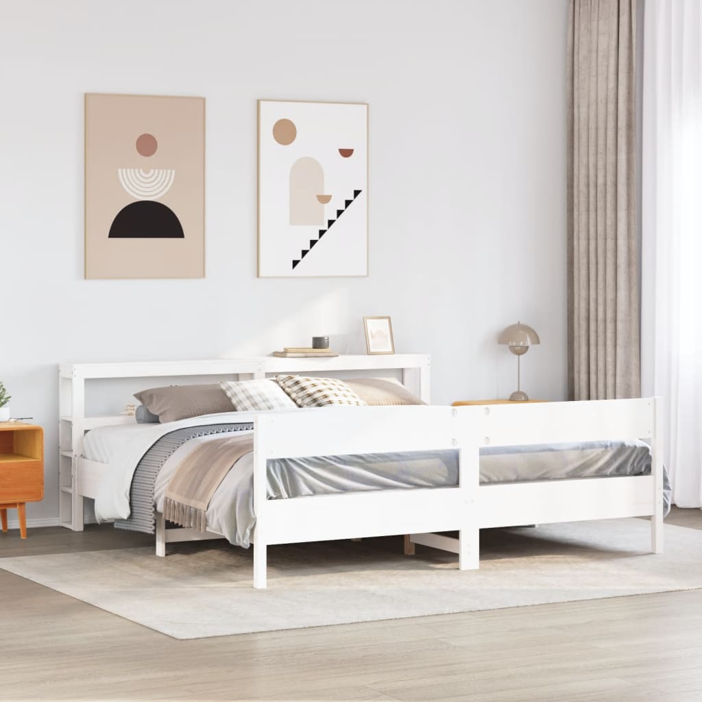 Bedframe zonder matras massief grenenhout wit 180x200 cm is nu te koop bij PeponiXL, paradijselijk wonen!