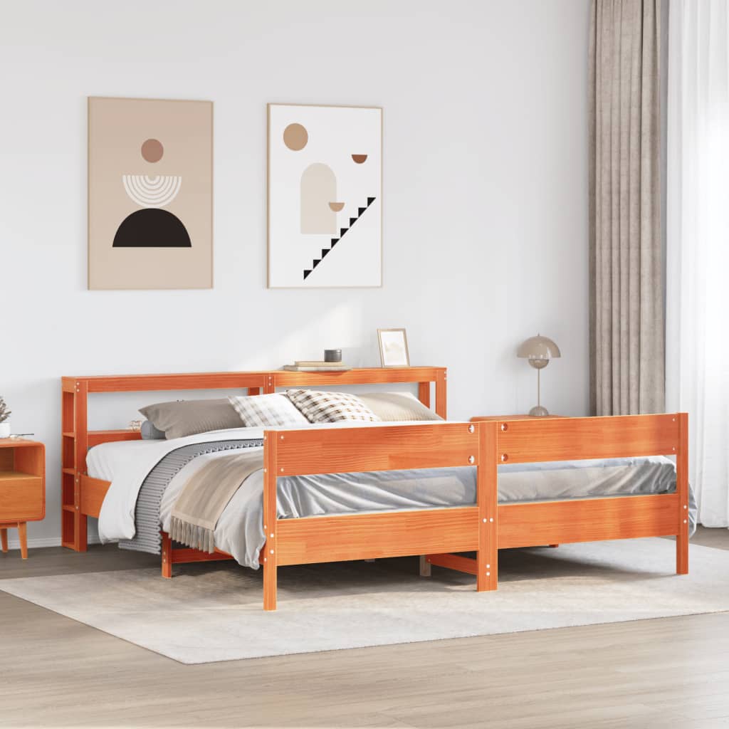 Bedframe zonder matras massief grenenhout wasbruin 180x200 cm is nu te koop bij PeponiXL, paradijselijk wonen!