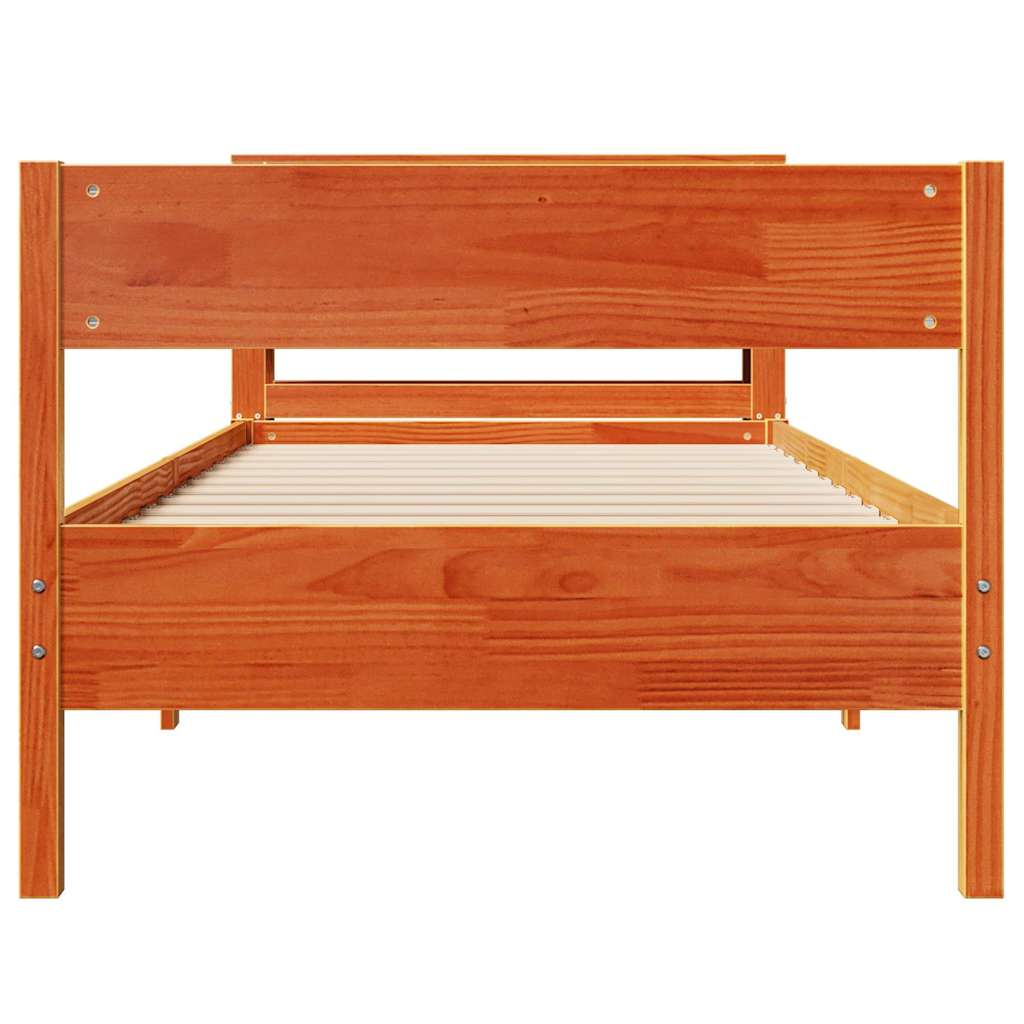 Bedframe zonder matras massief grenenhout wasbruin 90x200 cm is nu te koop bij PeponiXL, paradijselijk wonen!