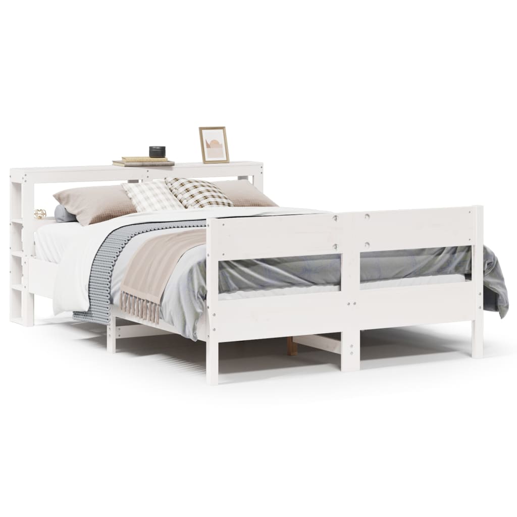 Bedframe zonder matras massief grenenhout wit 140x190 cm is nu te koop bij PeponiXL, paradijselijk wonen!