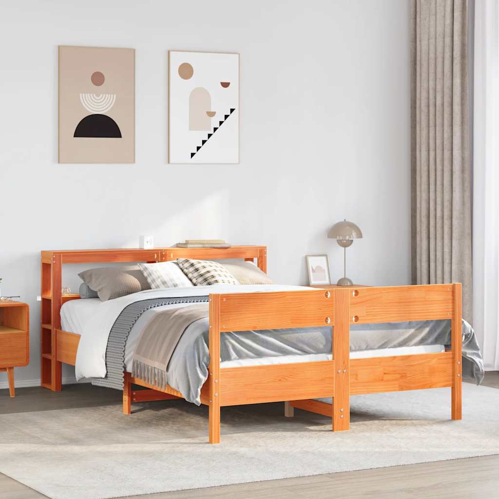 Bed met matras massief grenenhout wasbruin 140x190 cm is nu te koop bij PeponiXL, paradijselijk wonen!