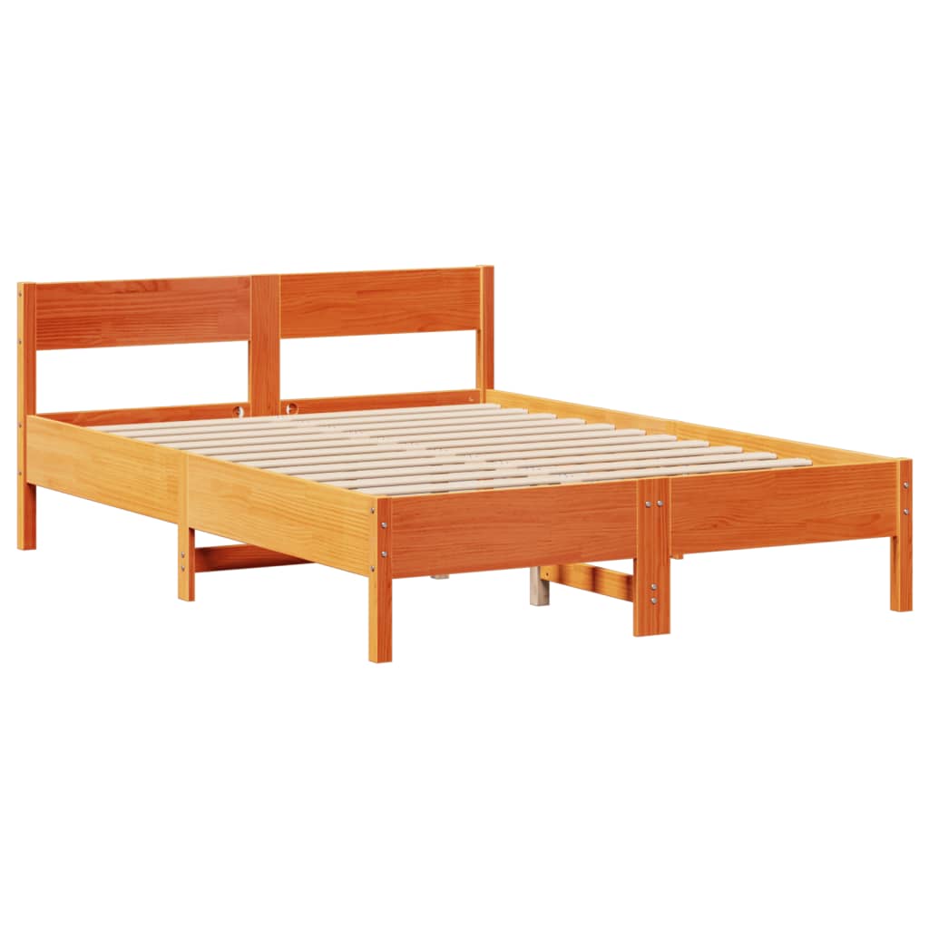 Bedframe zonder matras massief grenenhout wasbruin 135x190 cm is nu te koop bij PeponiXL, paradijselijk wonen!