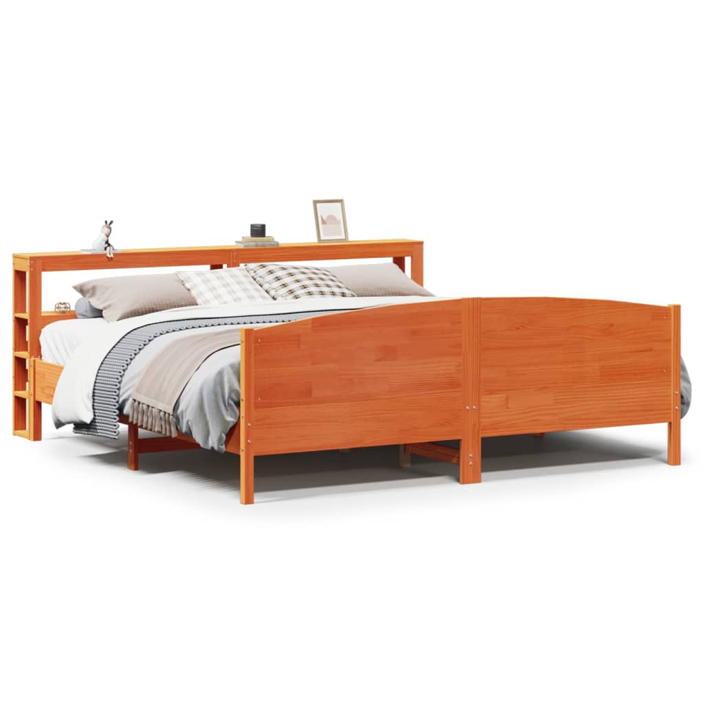 Bedframe zonder matras massief grenenhout wasbruin 200x200 cm is nu te koop bij PeponiXL, paradijselijk wonen!