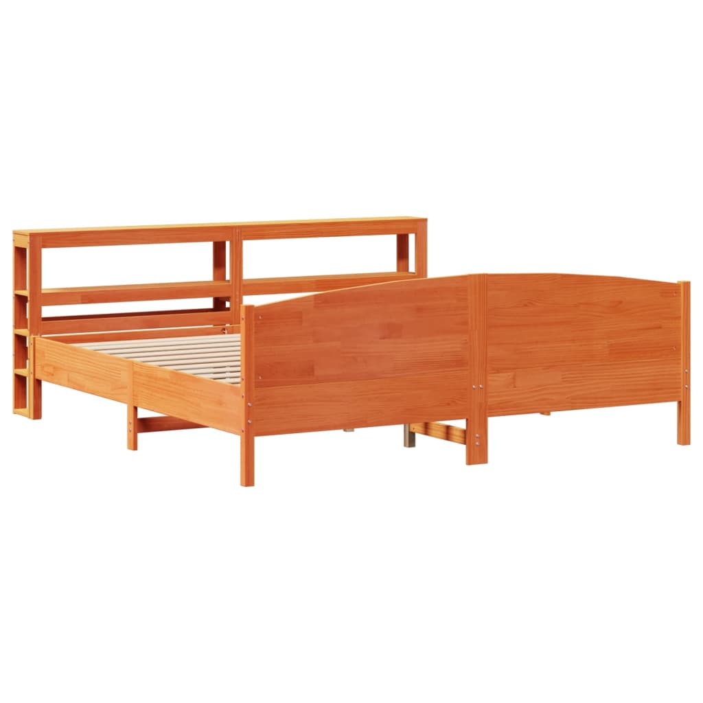 Bedframe zonder matras massief grenenhout wasbruin 200x200 cm is nu te koop bij PeponiXL, paradijselijk wonen!
