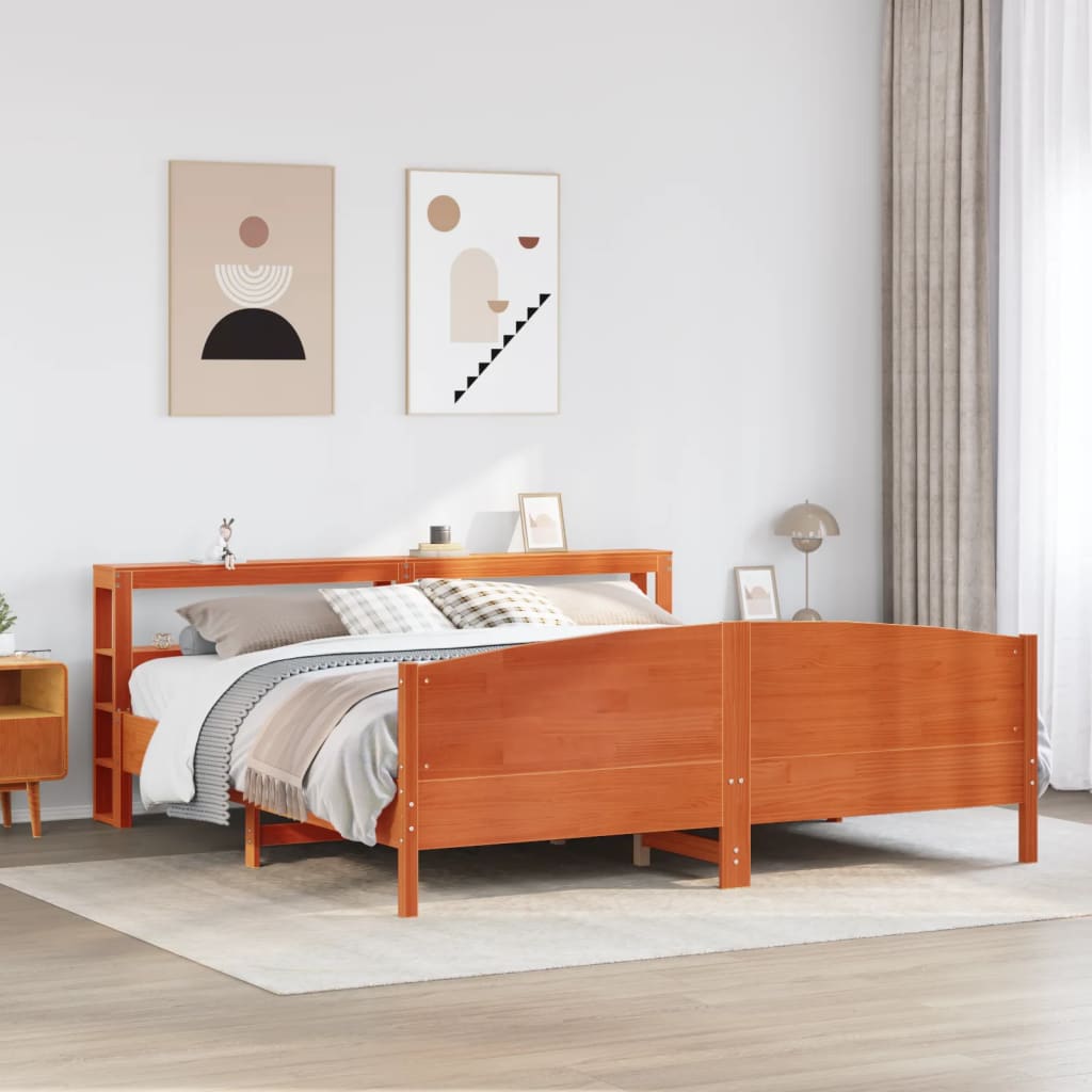 Bedframe zonder matras massief grenenhout wasbruin 200x200 cm is nu te koop bij PeponiXL, paradijselijk wonen!