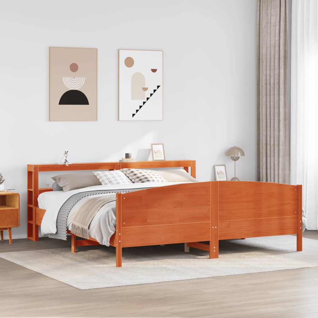 Bedframe zonder matras massief grenenhout wasbruin 180x200 cm is nu te koop bij PeponiXL, paradijselijk wonen!