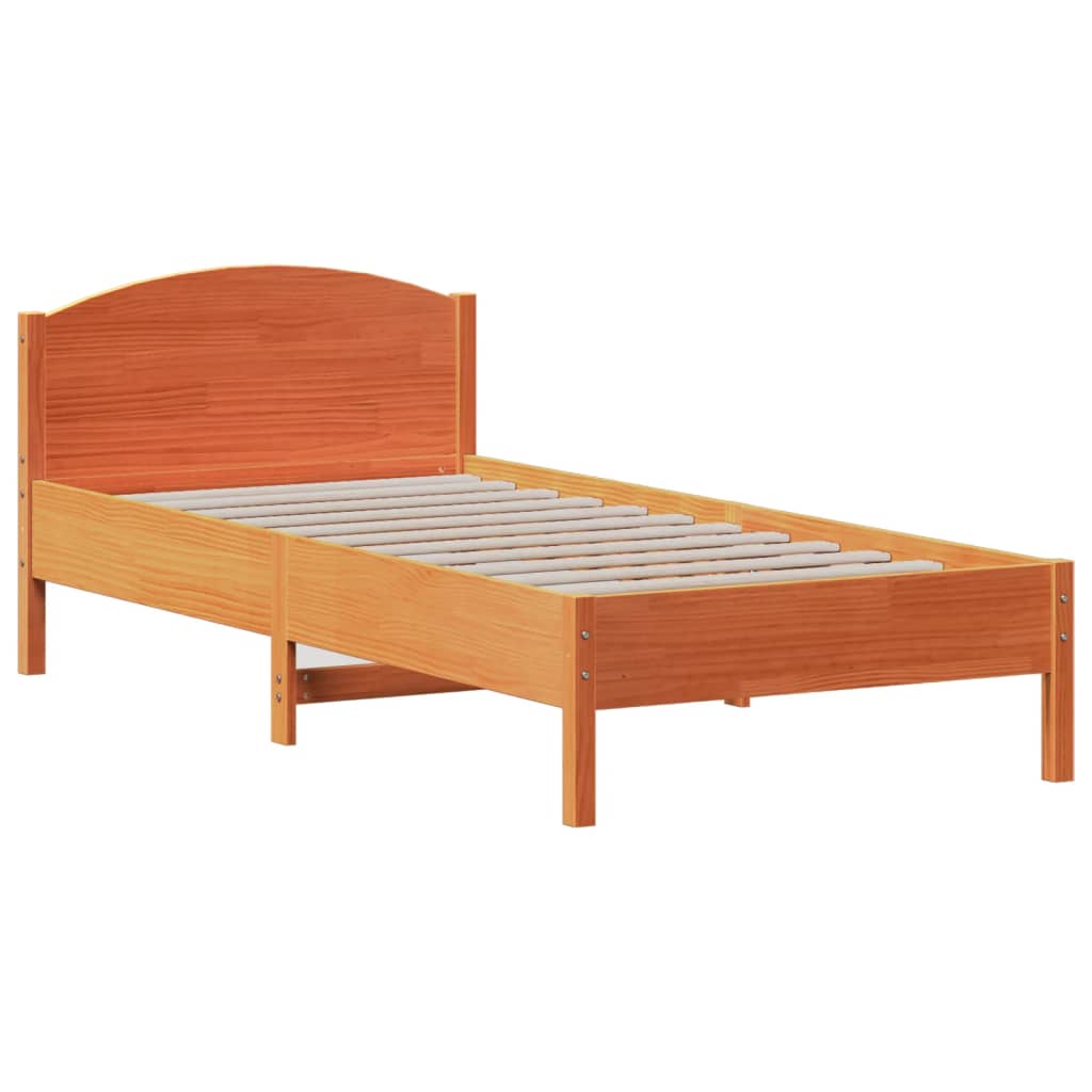 Bedframe zonder matras massief grenenhout wasbruin 75x190 cm is nu te koop bij PeponiXL, paradijselijk wonen!