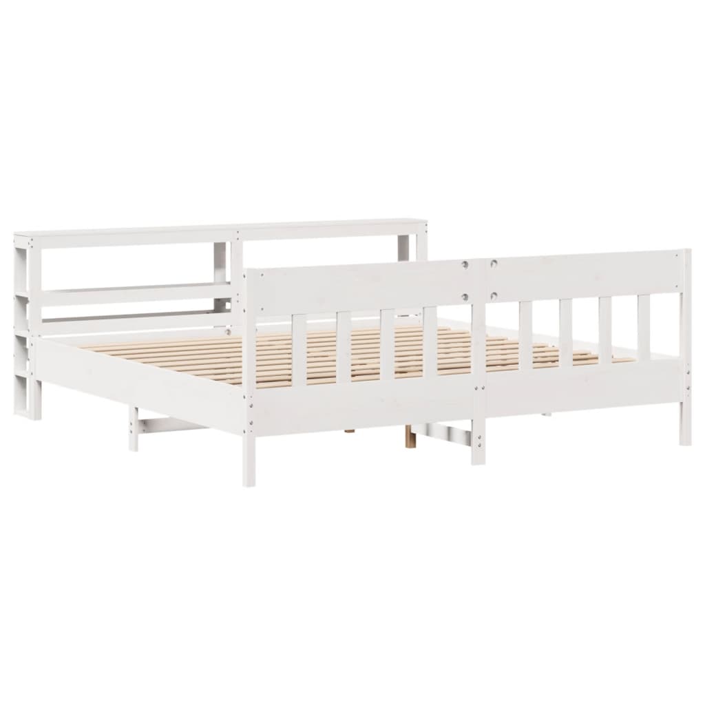 Bedframe zonder matras massief grenenhout wit 200x200 cm is nu te koop bij PeponiXL, paradijselijk wonen!
