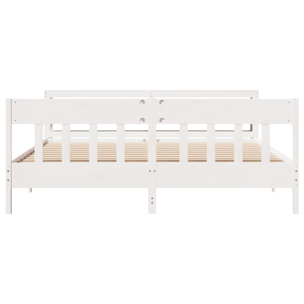 Bedframe zonder matras massief grenenhout wit 200x200 cm is nu te koop bij PeponiXL, paradijselijk wonen!